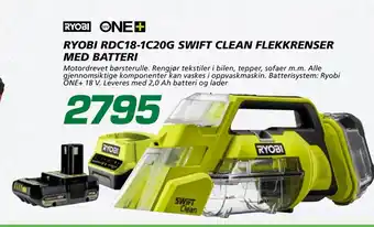 Coop Byggmix RYOBI RDC18-1C20G SWIFT CLEAN FLEKK RENSER MED BATTERI tilbud