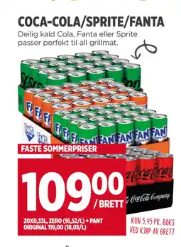 Meny COCA-COLA/SPRITE/FANTA tilbud