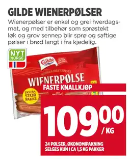 Meny GILDE WIENERPØLSER tilbud