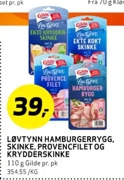 Bunnpris LØVTYNN HAMBURGERRYGG, SKINKE, PROVENCEFILET OG KRYDDERSKINKE tilbud