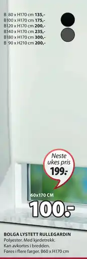 JYSK BOLGA LYSTETT RULLEGARDIN tilbud