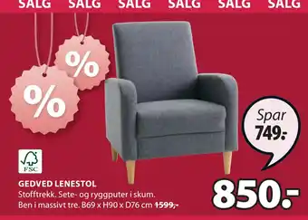 JYSK GEDVED LENESTOL tilbud