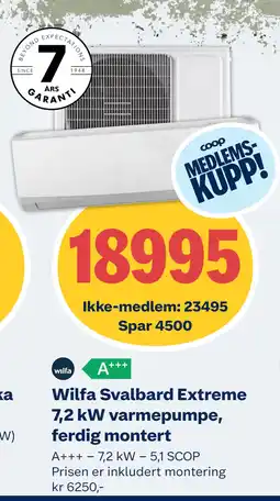 Obs Bygg Wilfa Svalbard Extreme 7,2 kW varmepumpe, ferdig montert tilbud