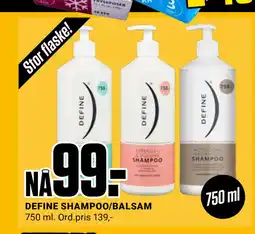 Europris DEFINE SHAMPOO/BALSAM tilbud