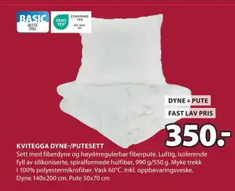 JYSK KVITEGGA DYNE-/PUTESETT tilbud