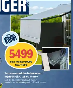 Obs Bygg Terrassemarkise halvkassett m/nedtrekk, lys og motor tilbud