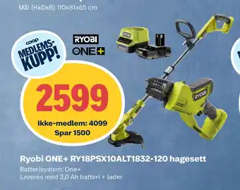 Obs Bygg Ryobi ONE+ RY18PSX10ALT1832-120 hagesett tilbud