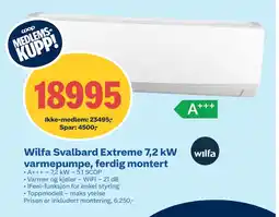 Coop Obs Wilfa Svalbard Extreme 7,2 kW varmepumpe, ferdig montert tilbud
