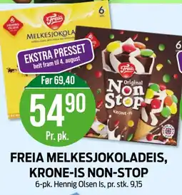 Kiwi FREIA MELKESJOKOLADEIS, KRONE-IS NON-STOP tilbud