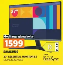 POWER SAMSUNG 27" ESSENTIAL MONITOR S3 LS27C332GAUXE tilbud