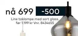 Skeidar Line taklampe med sort glass tilbud