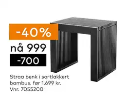 Skeidar Straa benk i sortlakkert bambus tilbud