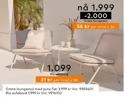 Skeidar Greta loungestol tilbud