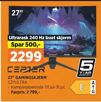 POWER 27 GAMINGSKJERM tilbud
