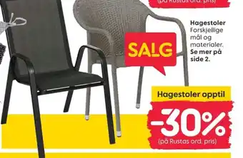 Rusta Hagestoler tilbud