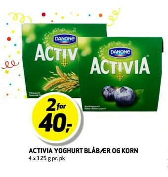 Bunnpris Activia yoghurt blåbær og korn tilbud