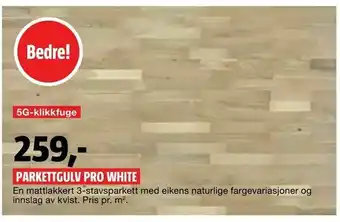 Bauhaus Parkettgulv pro white tilbud