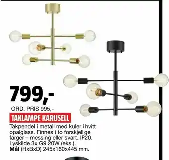 Bauhaus Taklampe karusell tilbud
