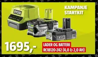 Bauhaus Lader og batteri rc18120-242 (4,0 & 2,0 ah) tilbud