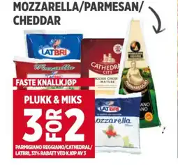 Meny MOZZARELLA/PARMESAN/ CHEDDAR tilbud