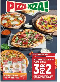 Meny PIZZAMEL OG TOMATER PLUKK & MIKS tilbud
