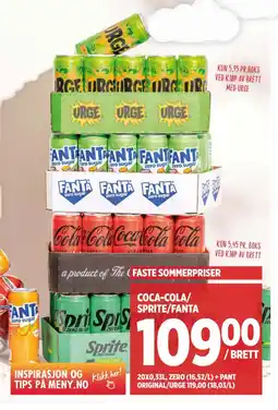 Meny COCA-COLA/ SPRITE/FANTA 20 X 0.33L. tilbud