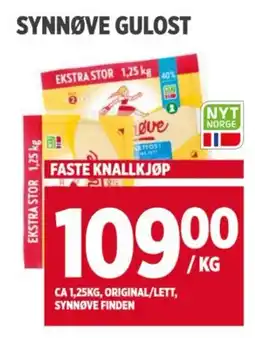Meny SYNNØVE GULOST tilbud