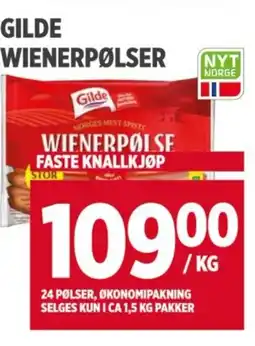 Meny GILDE WIENERPØLSER tilbud