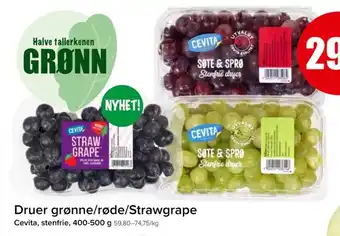 Spar Druer grønne/røde/Strawgrape Cevita tilbud