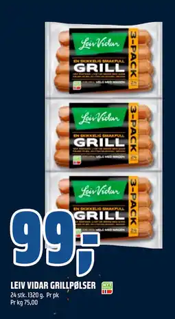 Coop Obs LEIV VIDAR GRILLPØLSER tilbud