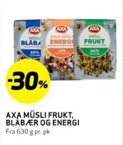 Bunnpris AXA MÜSLI FRUKT, BLÅBÆR OG ENERGI tilbud