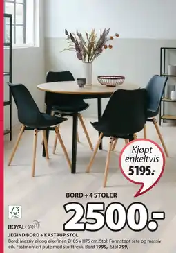 JYSK JEGIND BORD + KASTRUP STOL tilbud