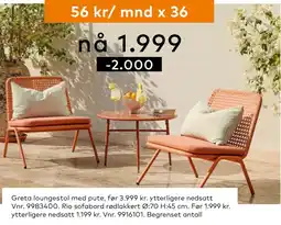 Skeidar Greta loungestol med pute tilbud