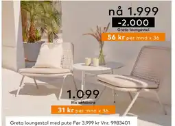 Skeidar Greta loungestol tilbud