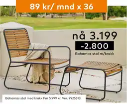Skeidar Bahamas stol med krakk tilbud