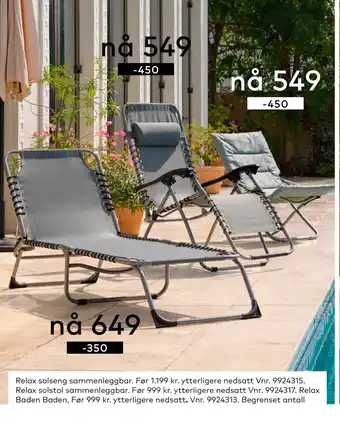 Skeidar Relax solstol sammenleggbar tilbud