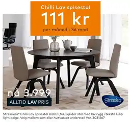 Skeidar Stressless Chilli Lav spisestol D200 (M) tilbud