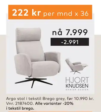 Skeidar Argo stol tilbud