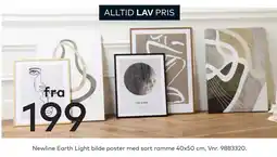 Skeidar Newline Earth Light bilde poster med sort ramme 40x50 cm tilbud
