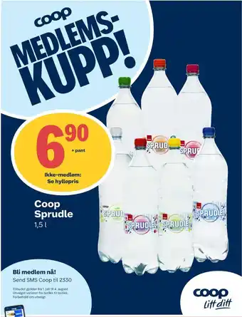 Coop Extra Sprudle vann med kulsyre og sitron tilbud
