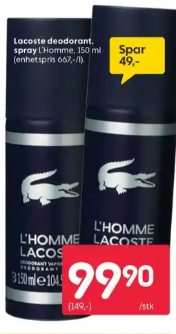 Rusta Lacoste deodorant spray tilbud