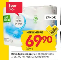 Rusta Refin toalettpapir tilbud