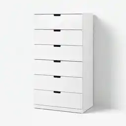 IKEA Nordli Kommode, 6 skuffer, hvit, 80x145 cm tilbud