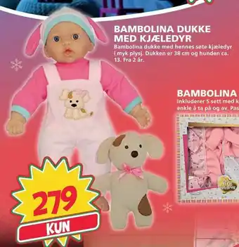 Extra Leker Bambolina dukke med kjæledyr tilbud