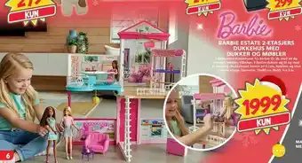 Extra Leker Barbie estate 2-etasjers dukkehus med dukker og møbler tilbud