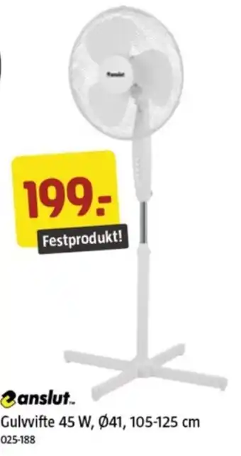 Jula Gulvvifte 45 W, Ø41, 105-125 cm tilbud