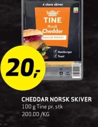 Bunnpris CHEDDAR NORSK SKIVER tilbud