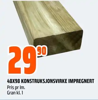 Obs Bygg 48X98 KONSTRUKSJONSVIRKE IMPREGNERT tilbud