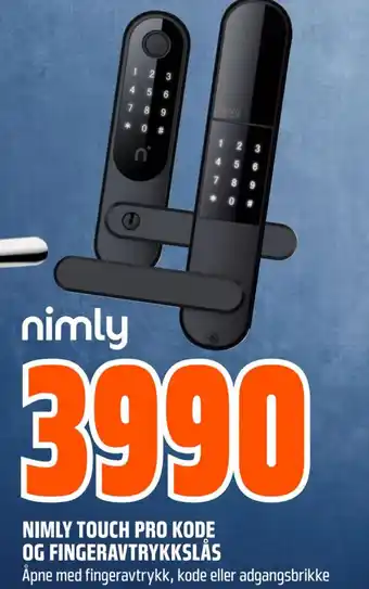 Obs Bygg NIMLY TOUCH PRO KODE OG FINGERAVTRYKKSLÅS tilbud