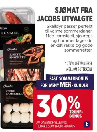 Meny SJØMAT FRA JACOBS UTVALGTE tilbud